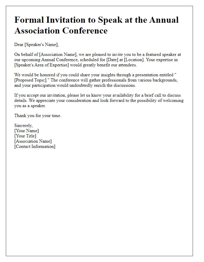 Letter template of formal invitation to speak at the association conference