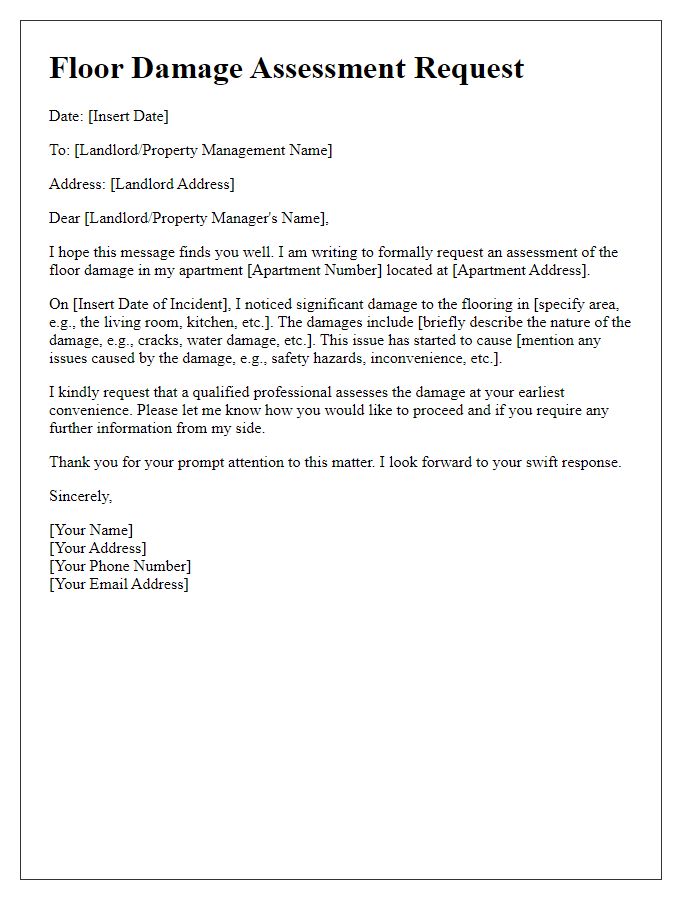 Letter template of Floor Damage Assessment Request for Tenant