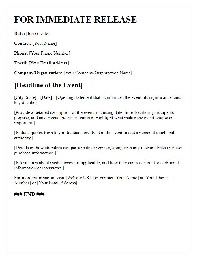 Letter template of press release distribution for sports events.