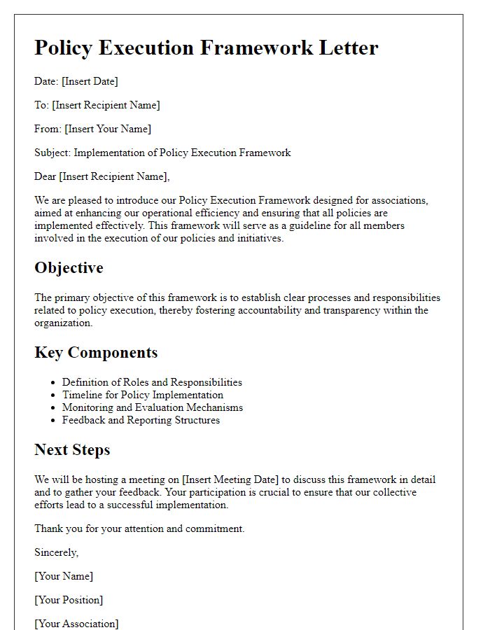 Letter template of policy execution framework for associations.