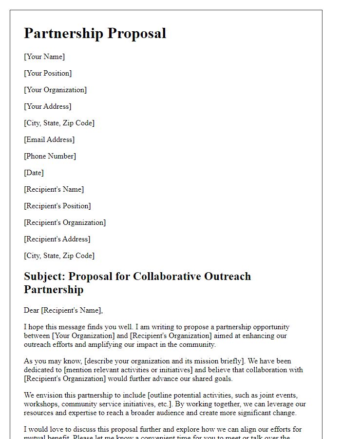 Letter template of partnership proposal for association collaboration outreach