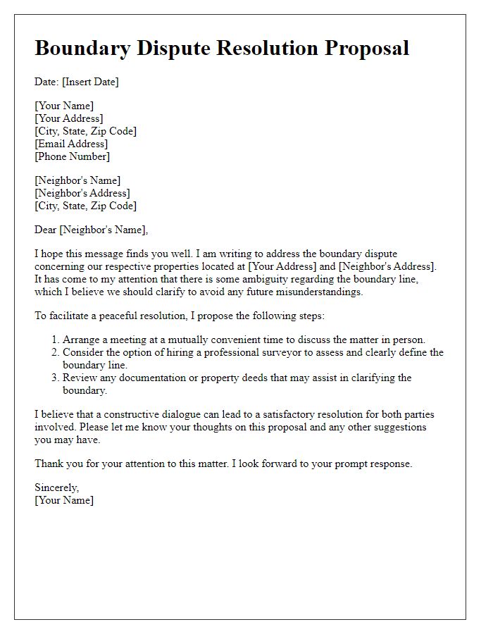 Letter template of tenant boundary dispute resolution - proposal for boundary review