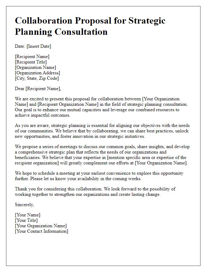 Letter template of collaboration for association strategic planning consultation.