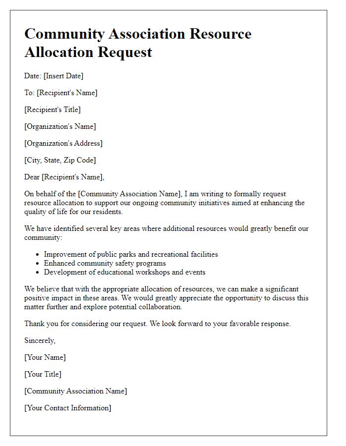 Letter template of resource allocation demand for community association