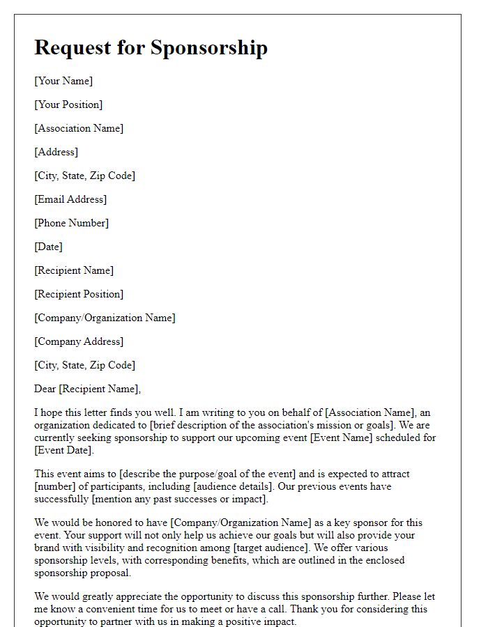 Letter template of sponsorship request for association resource allocation