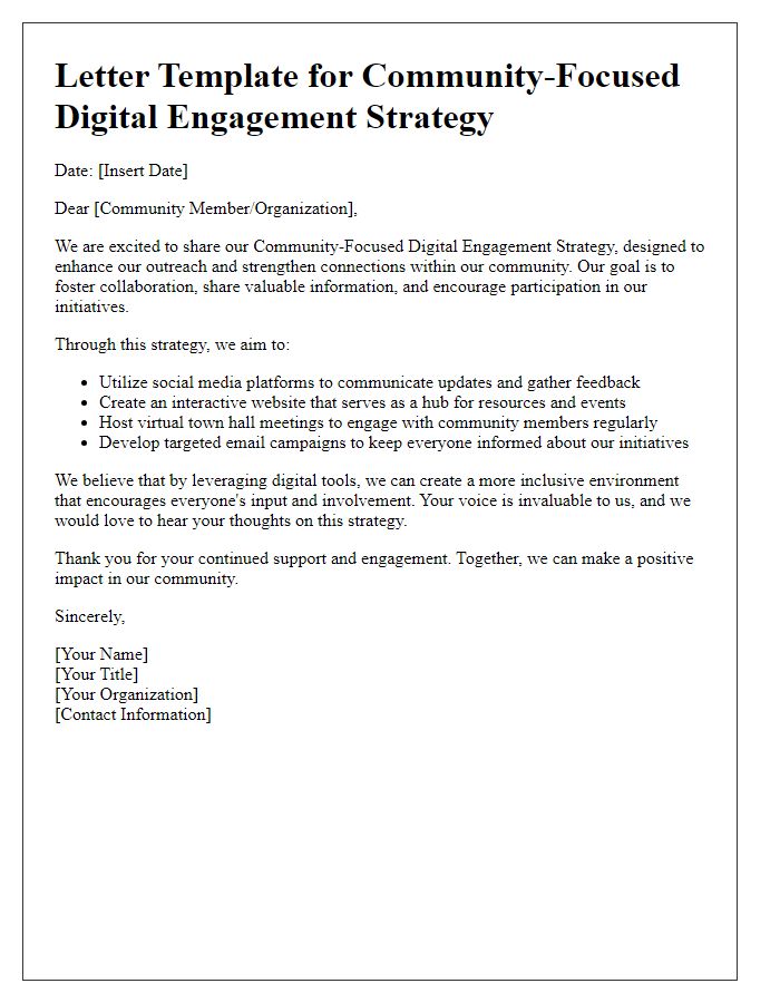 Letter template of community-focused digital engagement strategy