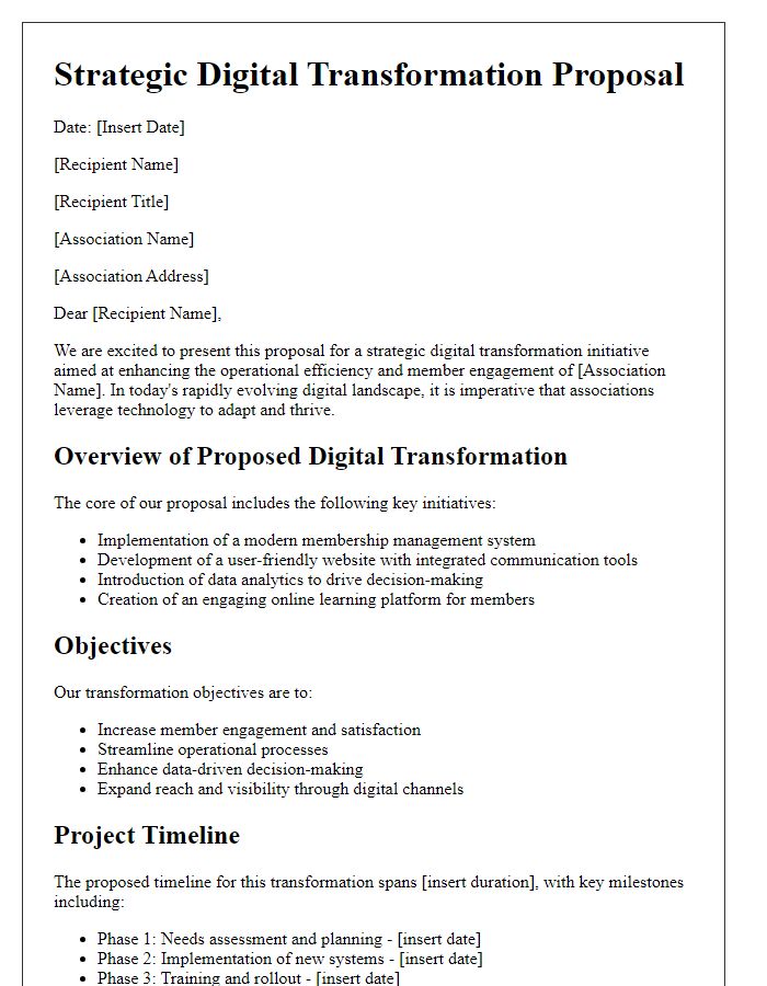 Letter template of strategic digital transformation proposal for associations