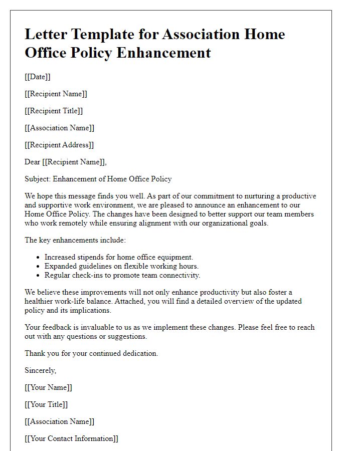 Letter template of association home office policy enhancement