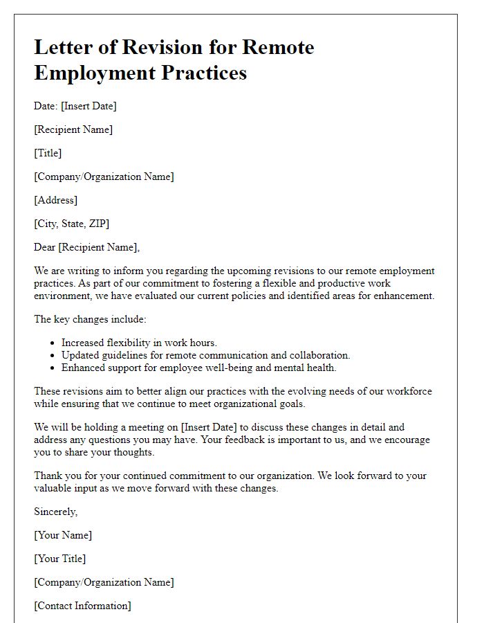 Letter template of association remote employment practices revision