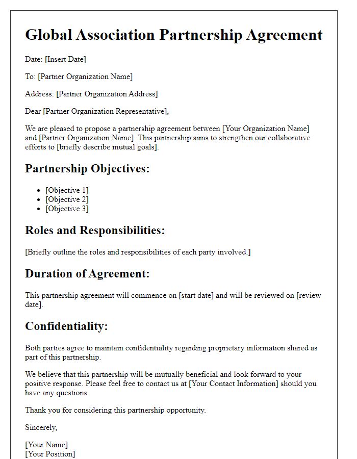 Letter template of Global Association Partnership Agreement