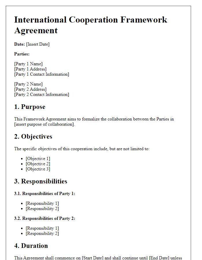 Letter template of International Cooperation Framework Agreement