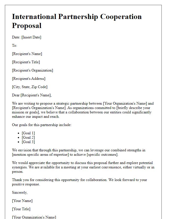 Letter template of International Partnership Cooperation Proposal