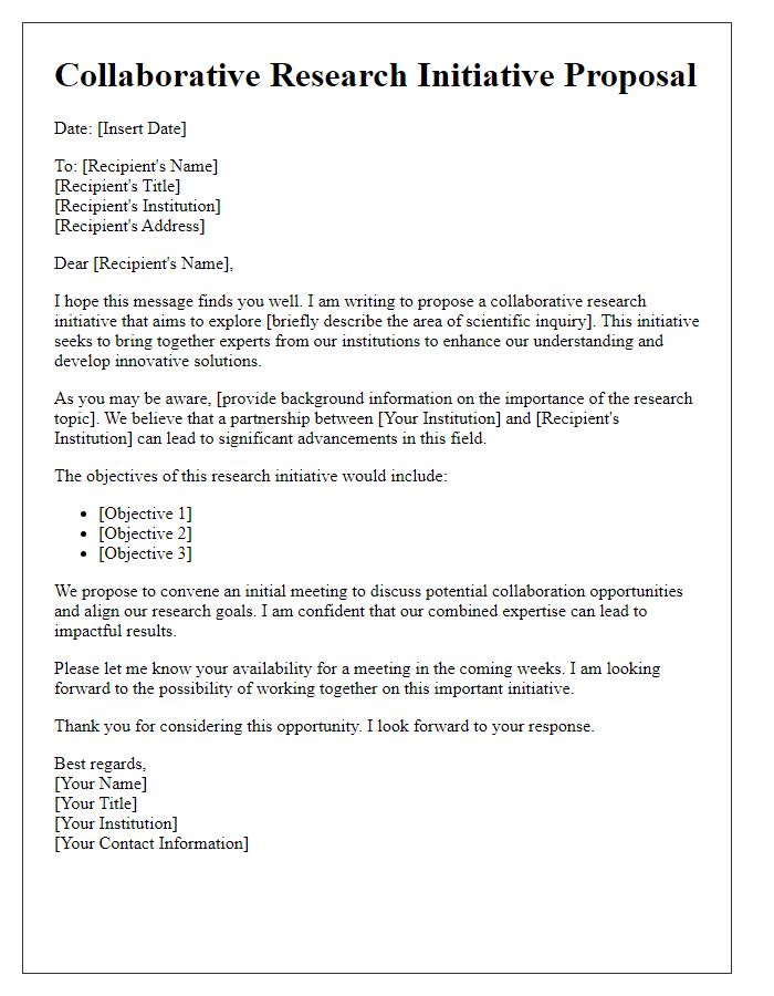 Letter template of collaborative research initiative for scientific inquiry