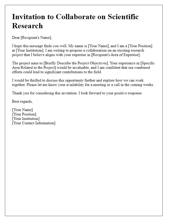 Letter template of invitation to collaborate on scientific research