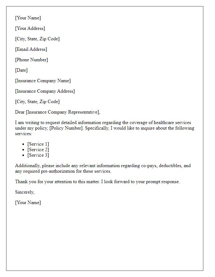 Letter template of request for coverage information for healthcare services