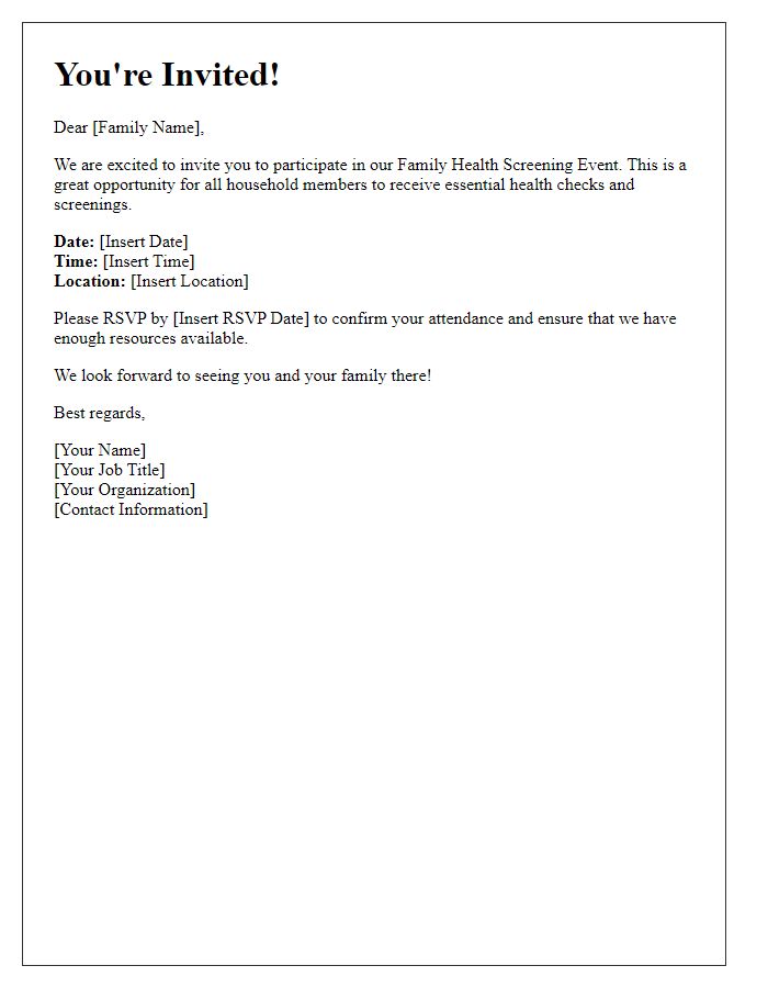 Letter template of family health screening invitation for household units