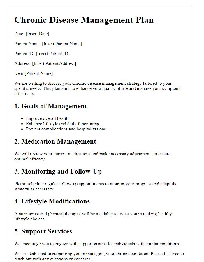 Letter template of patient chronic disease management strategy.