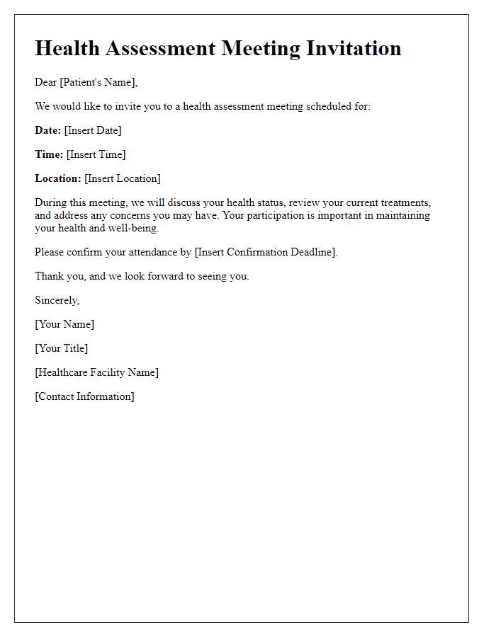 Letter template of health assessment meeting for patients