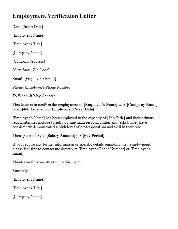 Letter template of healthcare employment verification for allied health professionals.