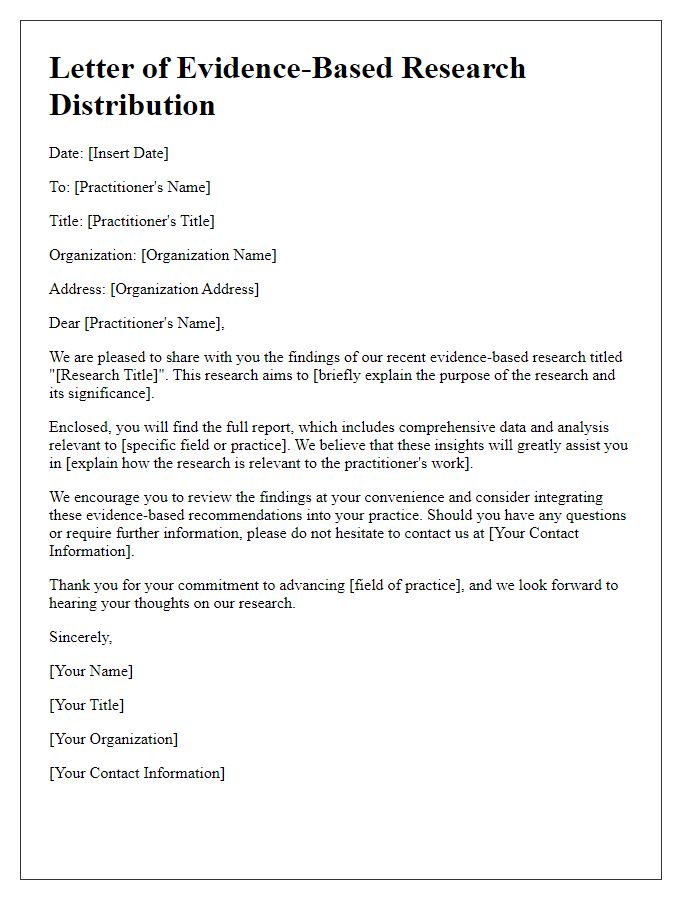 Letter template of Evidence-Based Research Distribution to Practitioners