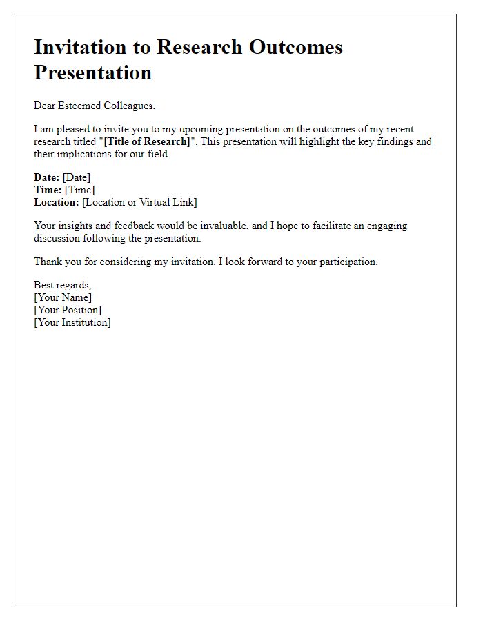 Letter template of Research Outcomes Presentation to Academic Peers