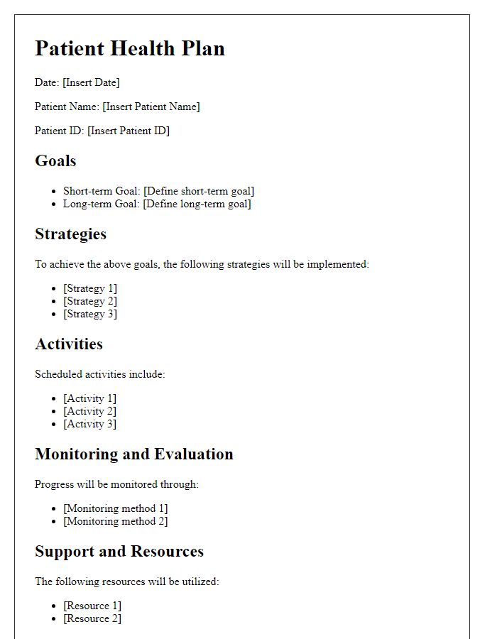 Letter template of goal-oriented health plan for patient's sustained recovery