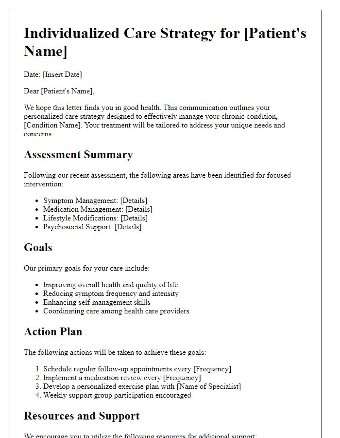 Letter template of individualized care strategy for chronic patient management