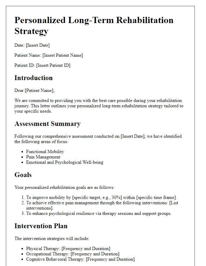 Letter template of personalized long-term rehabilitation strategy for patient care