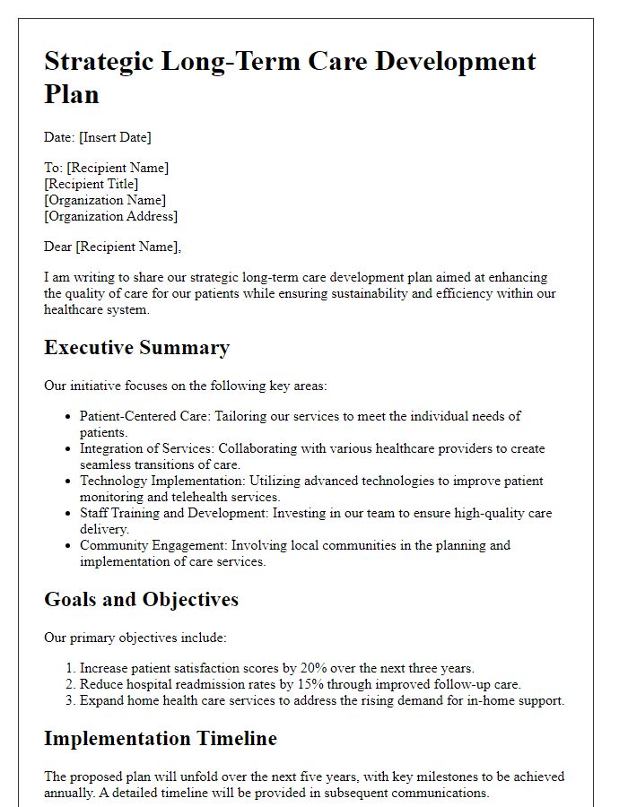 Letter template of strategic long-term care development for patients