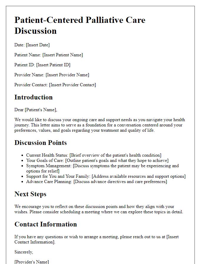 Letter template of patient-centered palliative care discussion