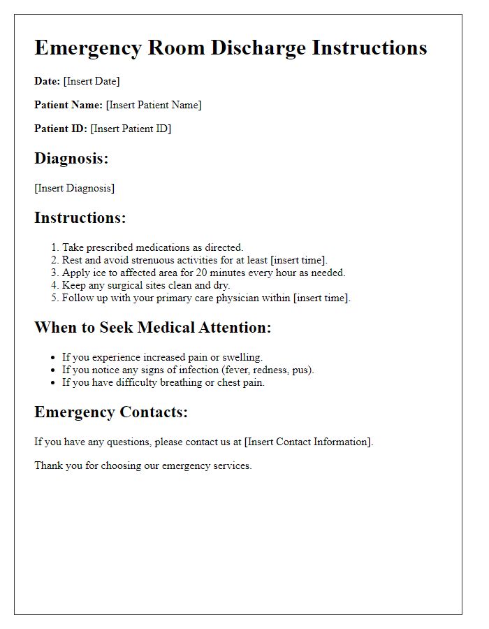 Letter template of emergency room discharge instructions