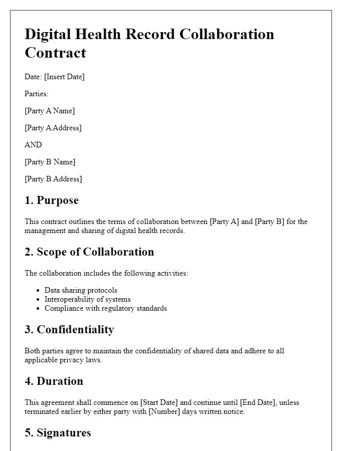 Letter template of digital health record collaboration contract