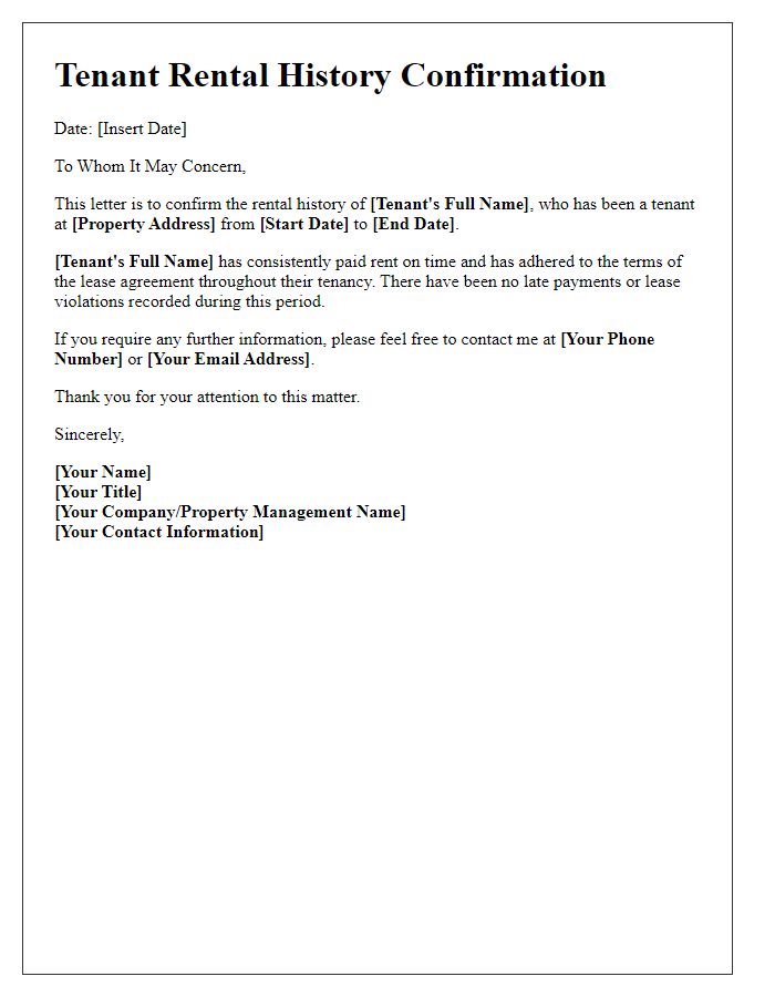 Letter template of tenant rental history confirmation for prospective landlords