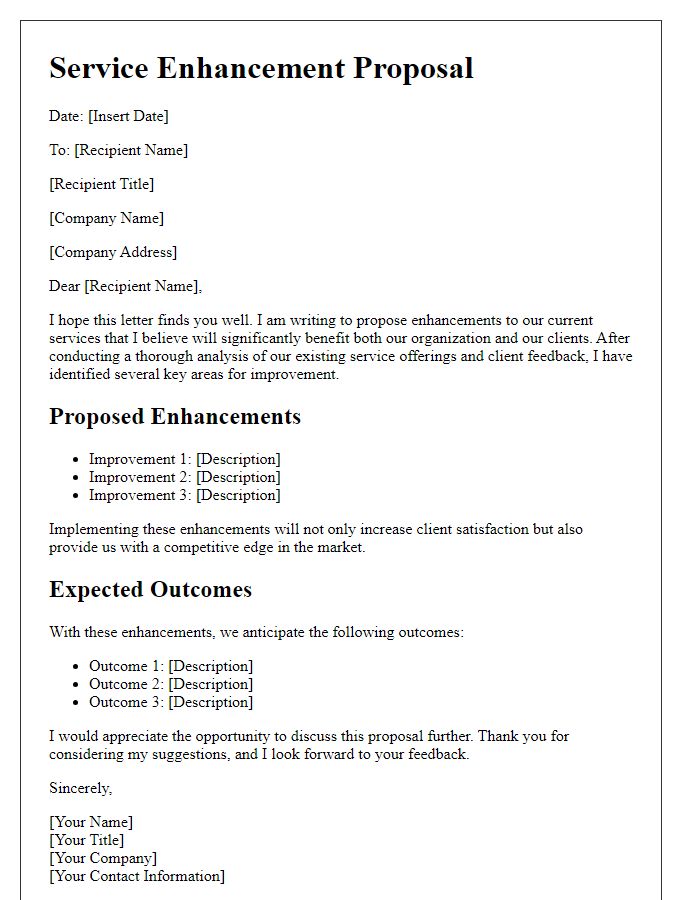 Letter template of service enhancement proposal