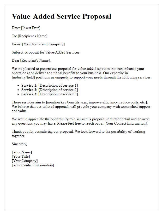 Letter template of value-added service proposal