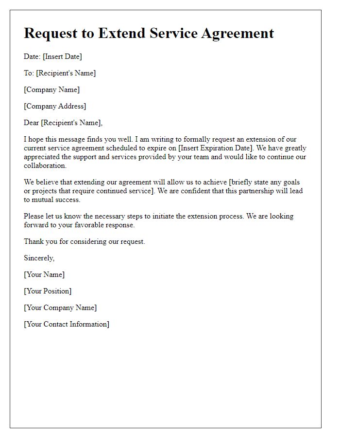 Letter template of request to extend service agreement