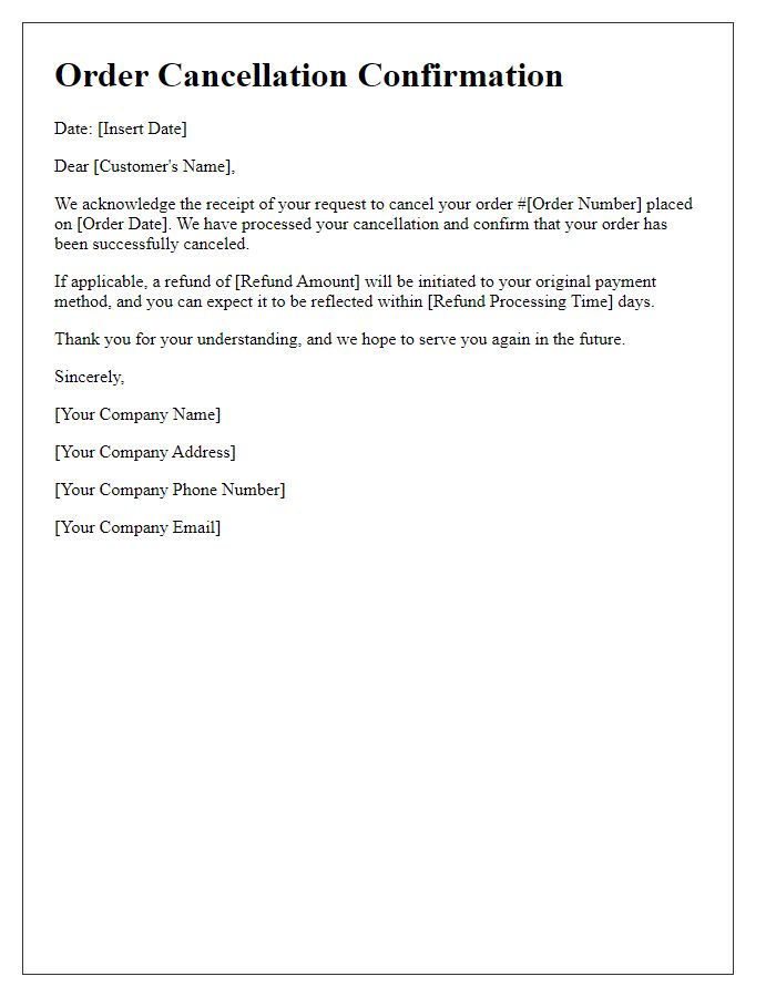 Letter template of Order Cancellation Recognition Letter