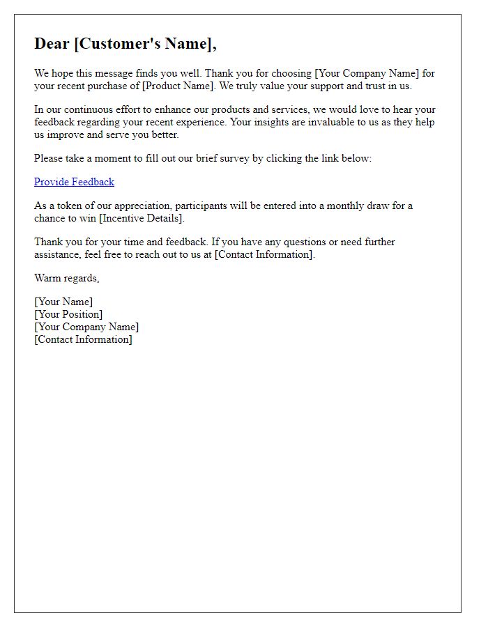 Letter template of after-sales feedback solicitation.
