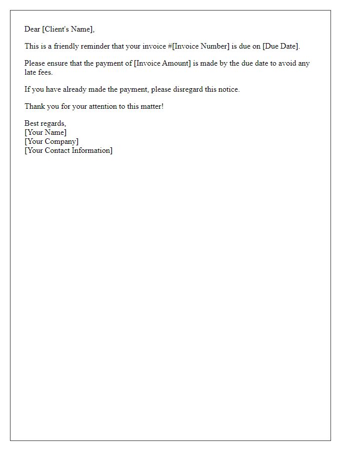 Letter template of invoice due date alert