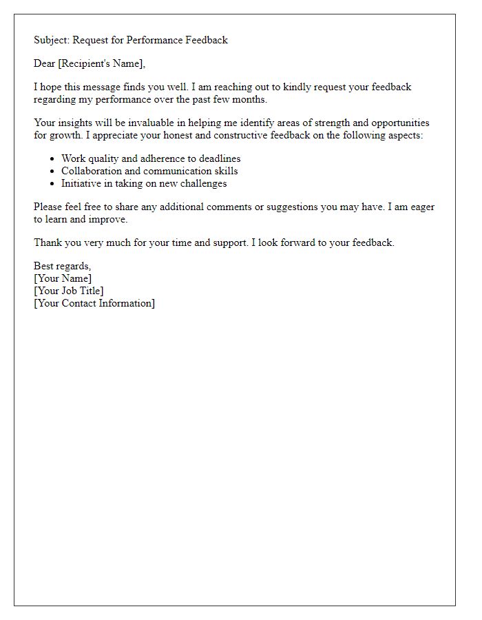 Letter template of performance feedback solicitation