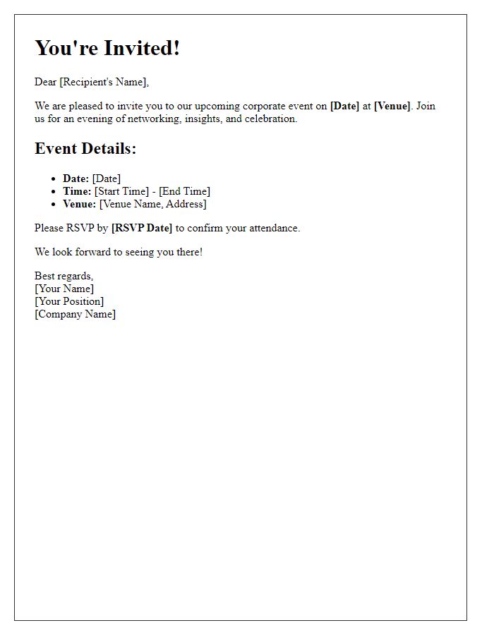 Letter template of corporate event invitation