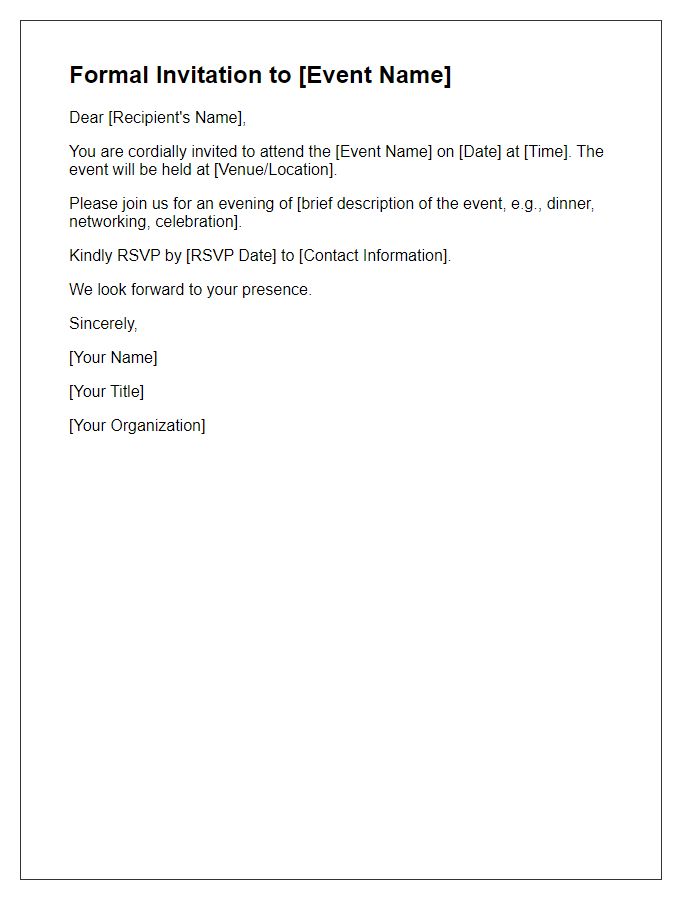 Letter template of formal event invitation