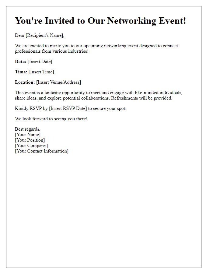 Letter template of networking event invitation