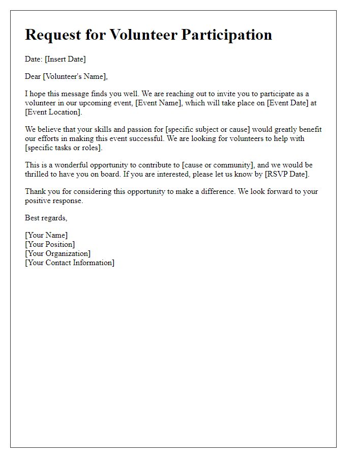 Letter template of Request for Volunteer Participation