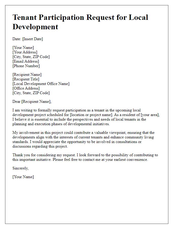 Letter template of Tenant Participation Request for Local Development