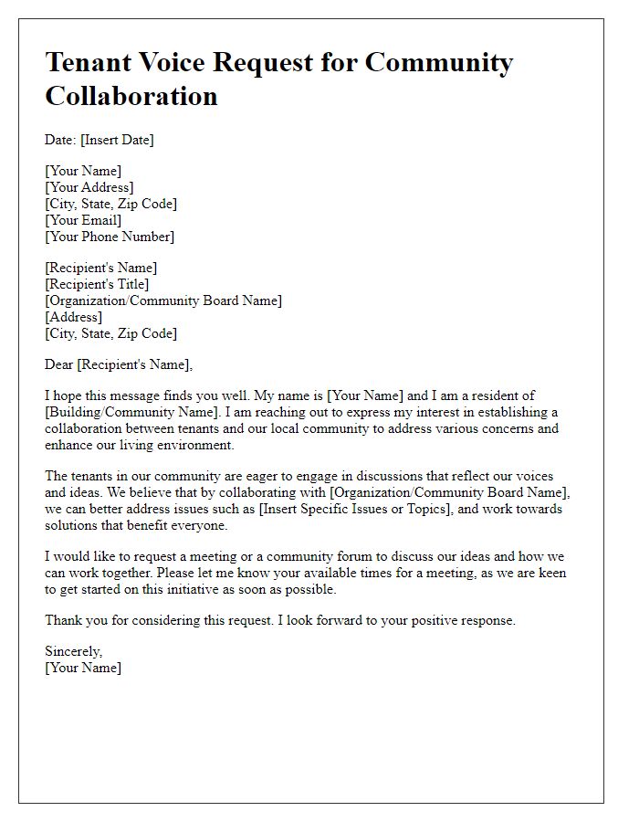 Letter template of Tenant Voice Request for Community Collaboration