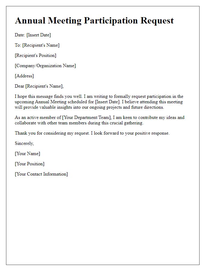 Letter template of Annual Meeting Participation Request