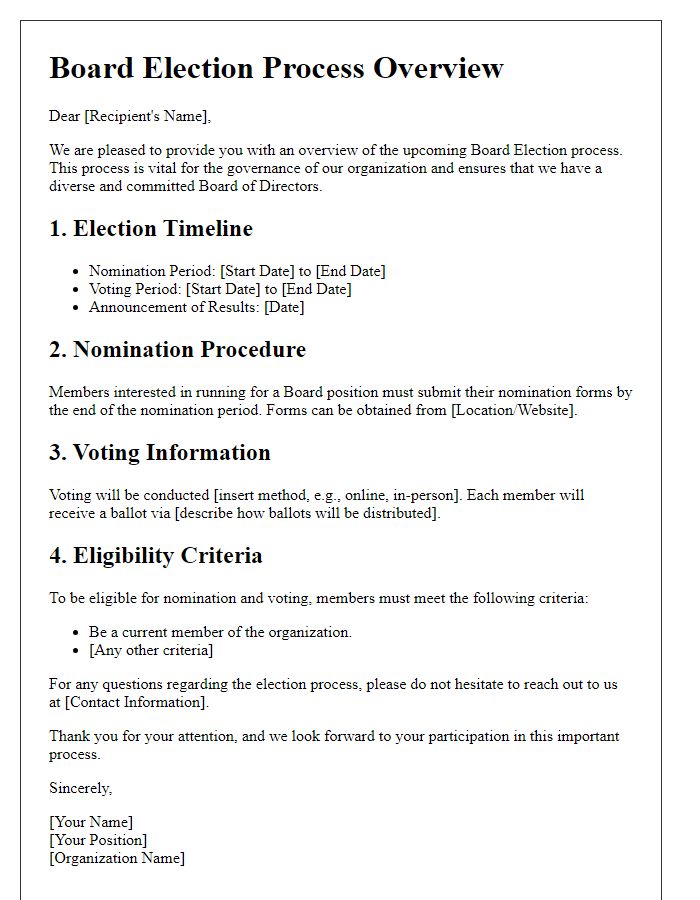 Letter template of Board Election Process Overview