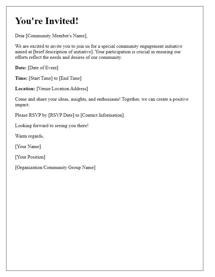 Letter template of engagement invitation for community initiative