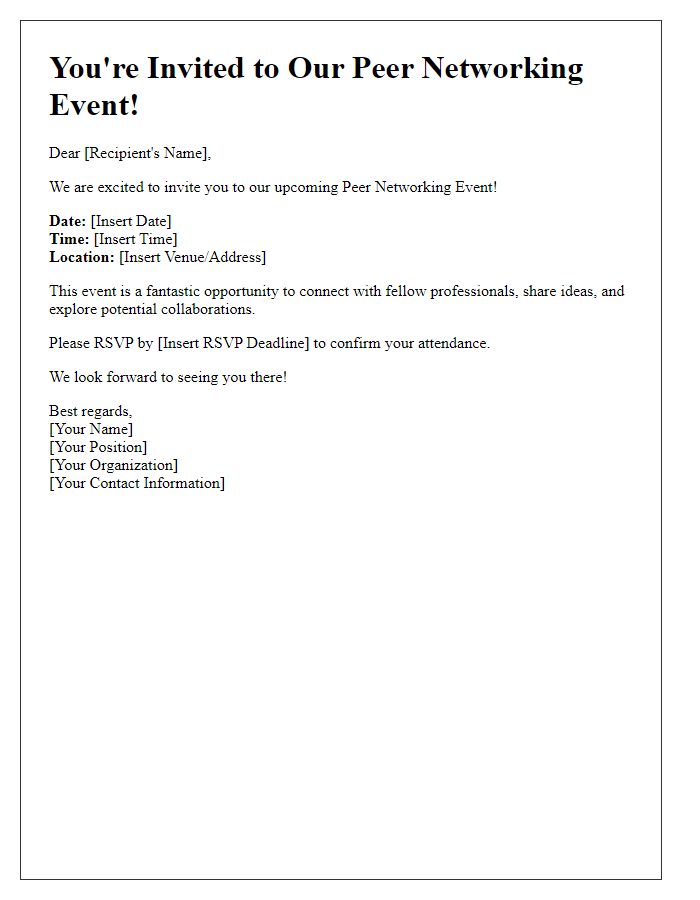 Letter template of peer networking event invitation